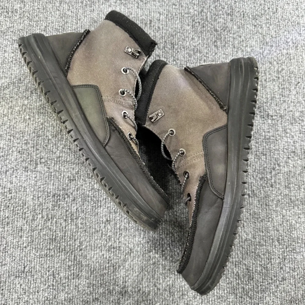Hey Dude Scott Grip Mens Ankle Boots Gray Black Red Lightweight Canvas Boots